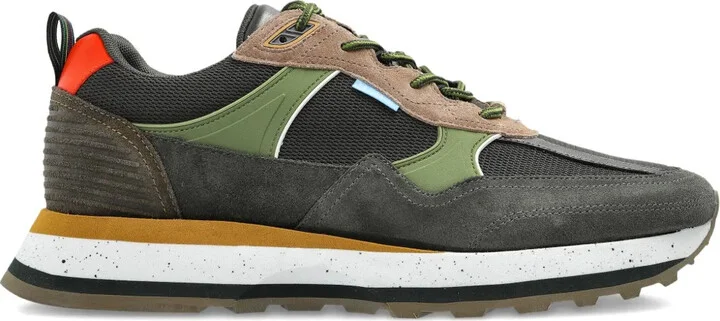 Suede-Leather Panelled Low-Top Sneakers