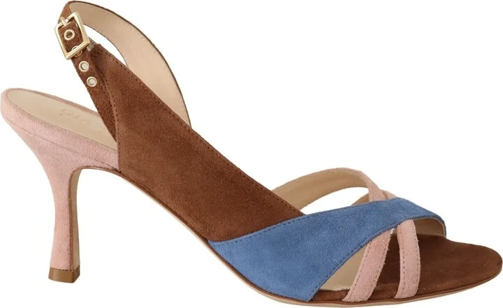 Suede Leather Slingback Heels Sandals Women's Shoes