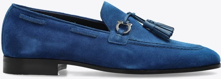 Suede Loafers with Gancini Tassels