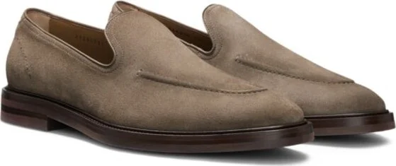 Suede loafers with leather piping