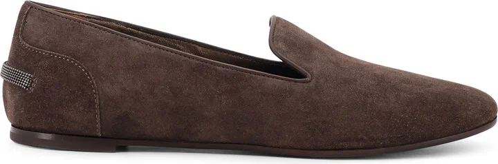Suede Loafers With Monili Detail