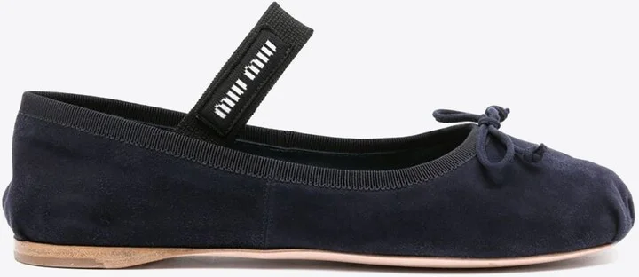 Suede Logo Ballet Flats