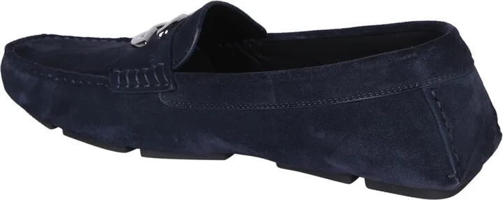 Suede Logo Blue Loafer - Image 3