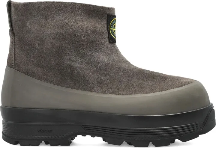Suede Logo-Patch Ankle Boots