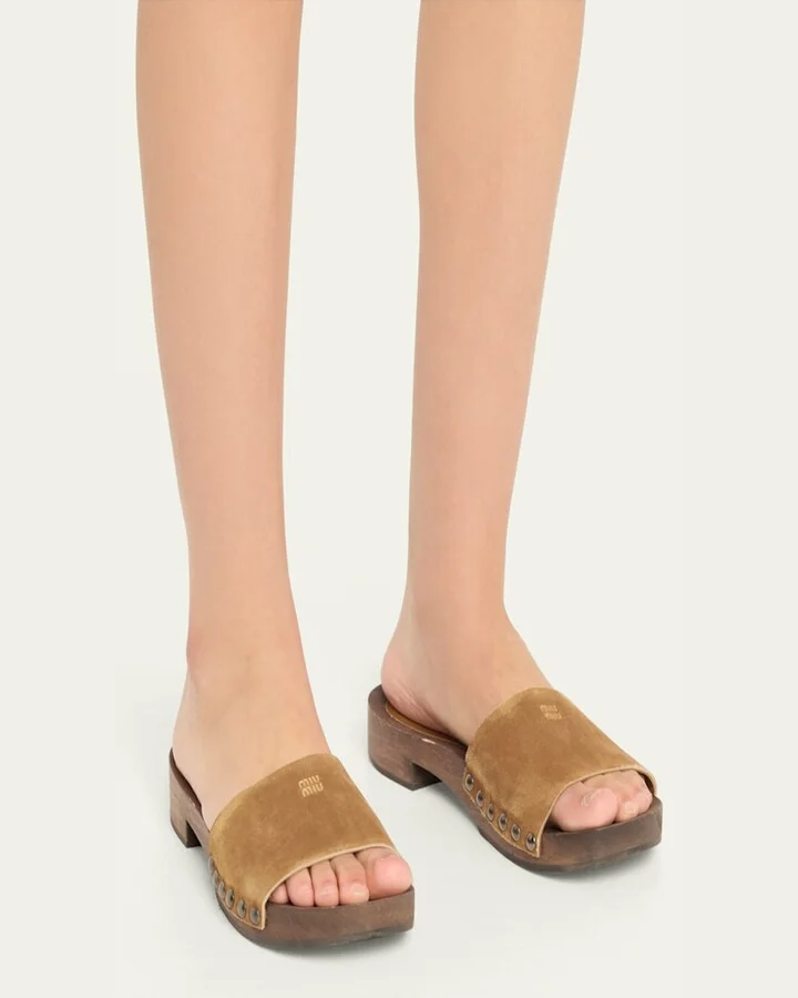 Suede Logo Slide Clogs - Image 2