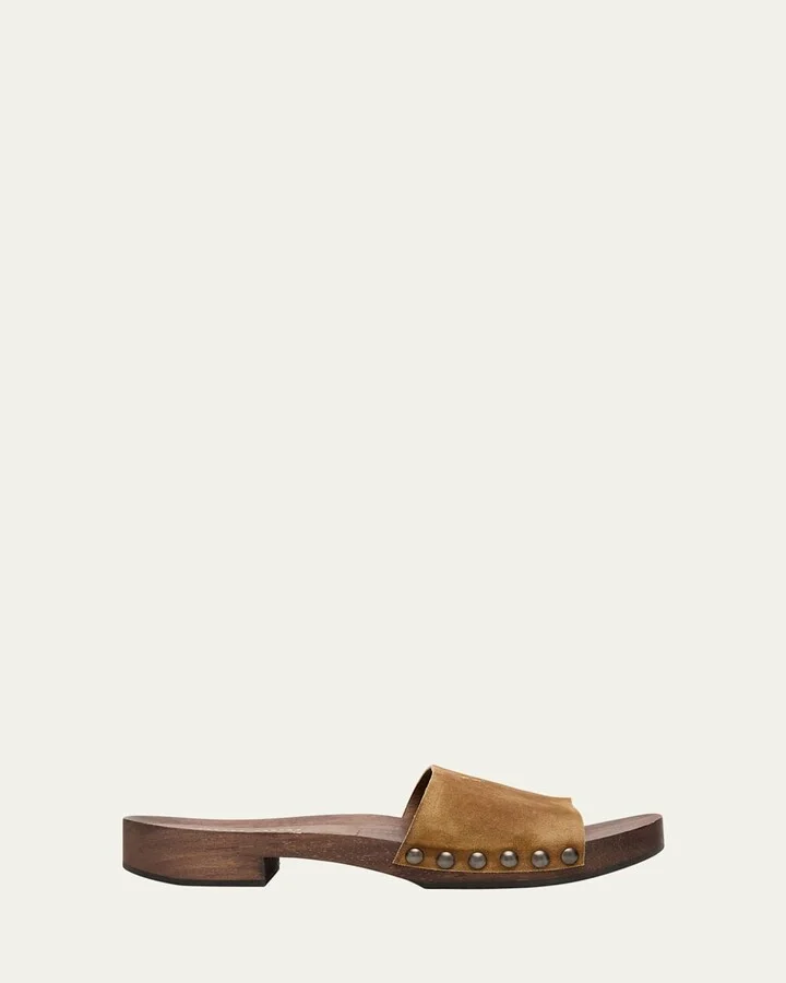 Suede Logo Slide Clogs