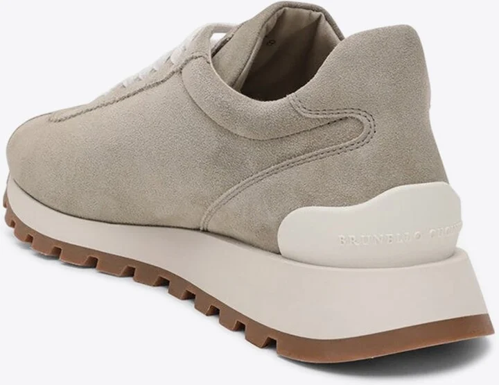 Suede Low-Top Sneakers with Monili Tab - Image 2