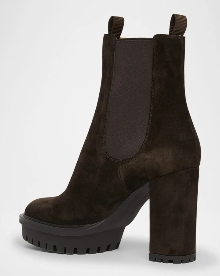 Suede Lug-Sole Booties - Image 4