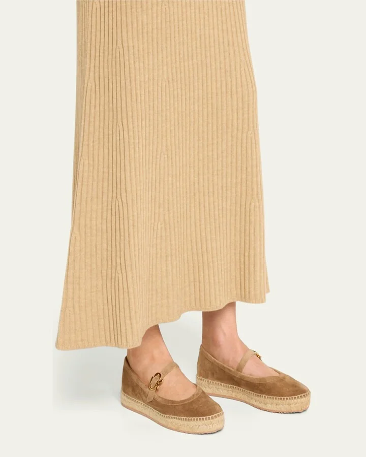 Suede Mary Jane Ballerina Espadrilles - Image 4