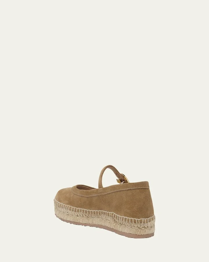 Suede Mary Jane Ballerina Espadrilles - Image 7