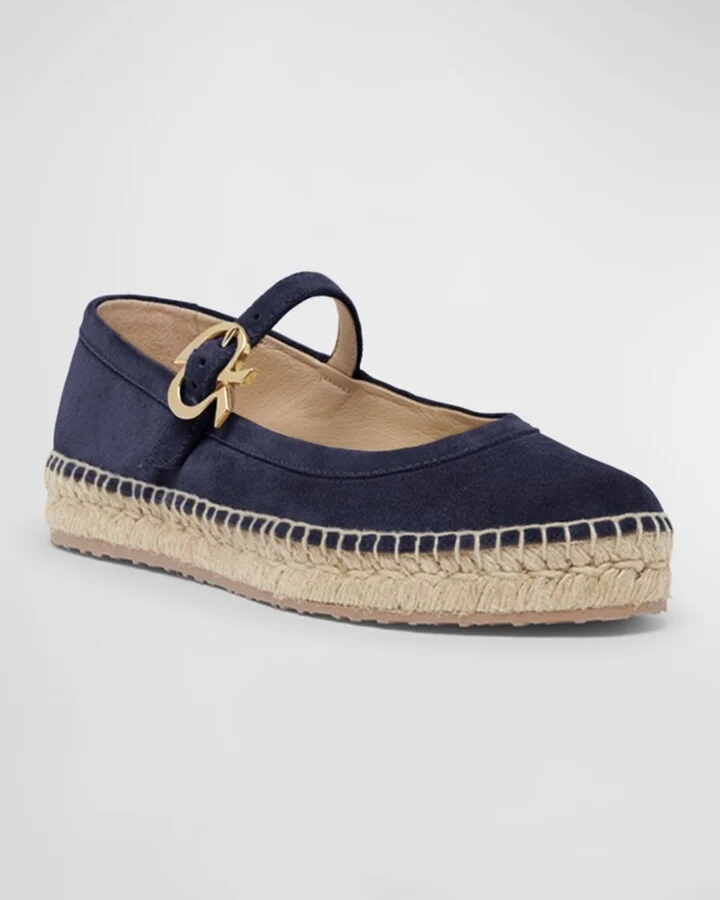 Suede Mary Jane Ballerina Espadrilles - Image 5