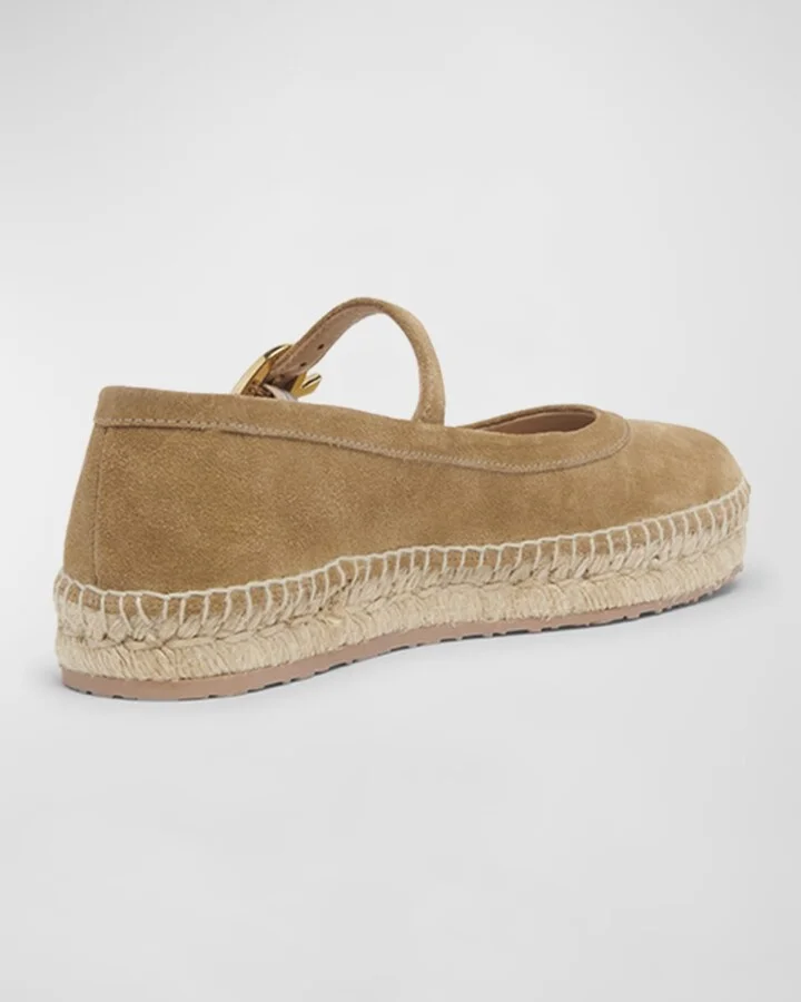 Suede Mary Jane Ballerina Espadrilles - Image 6