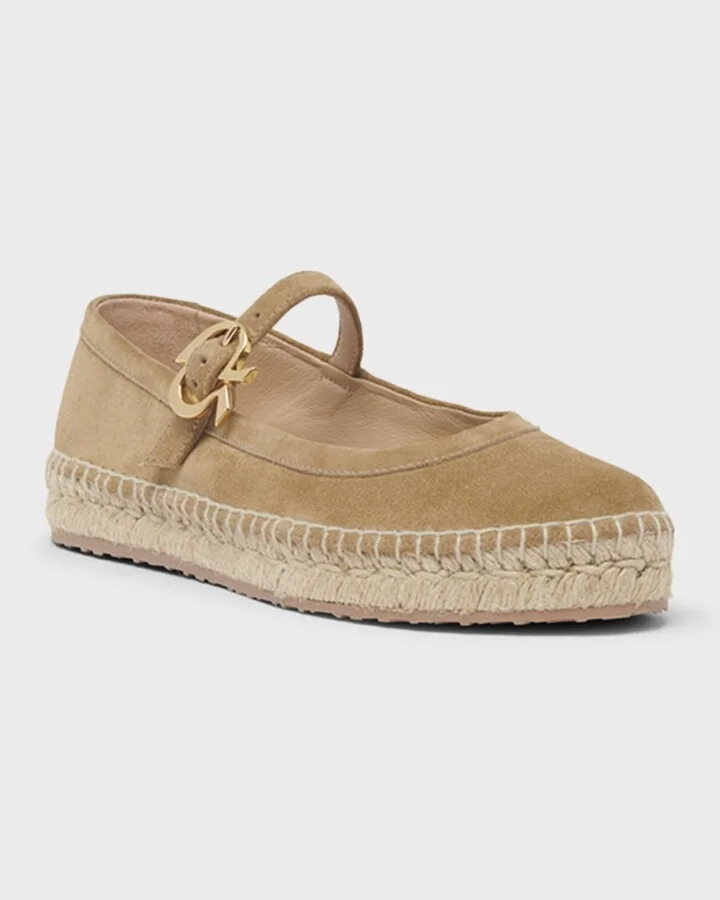 Suede Mary Jane Ballerina Espadrilles - Image 7