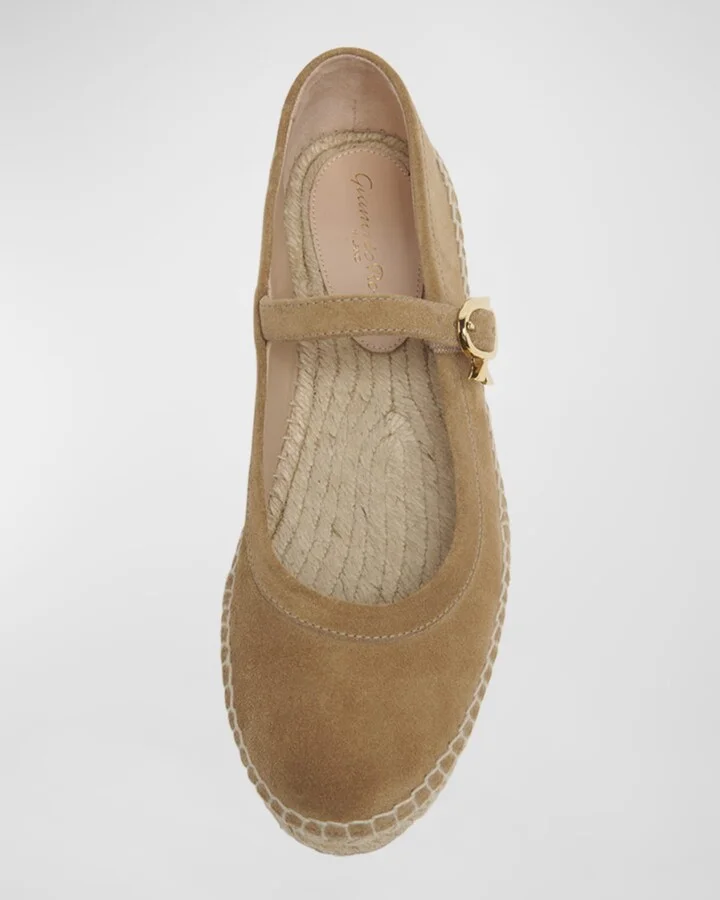 Suede Mary Jane Ballerina Espadrilles - Image 8