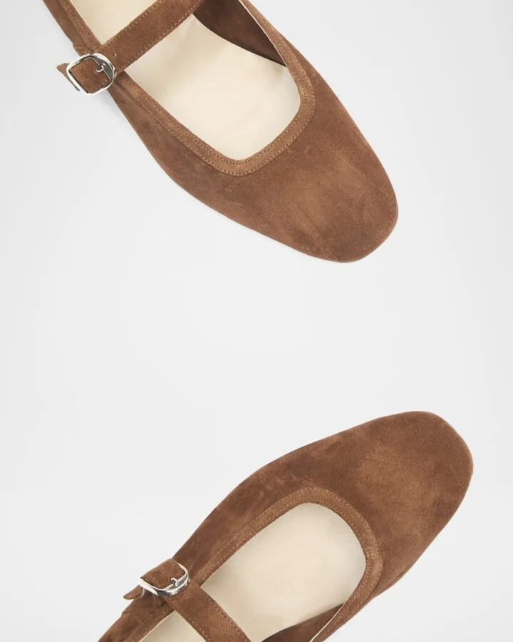 Suede Mary Jane Ballerina Flats - Image 3