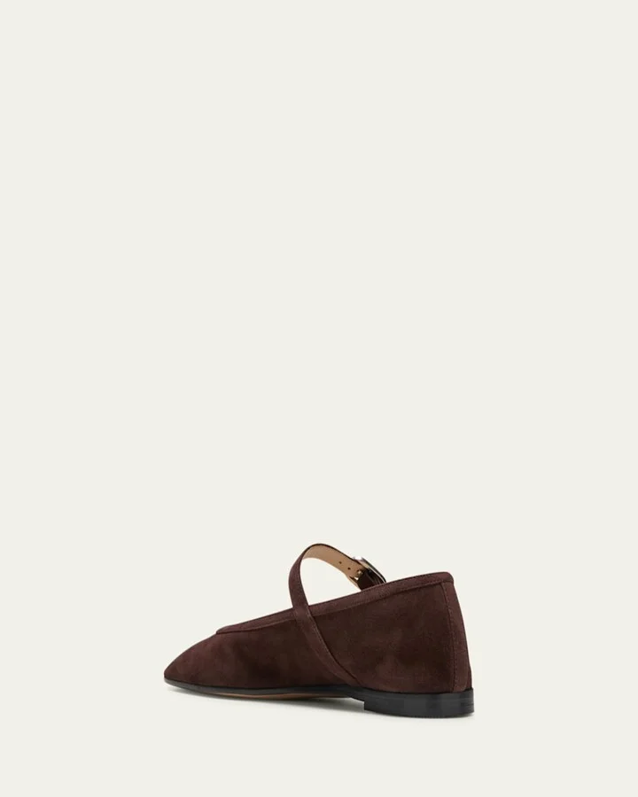 Suede Mary Jane Ballerina Flats - Image 4