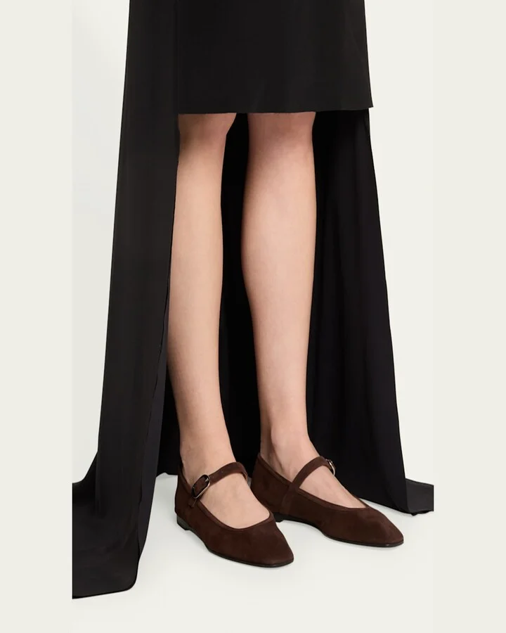 Suede Mary Jane Ballerina Flats - Image 5