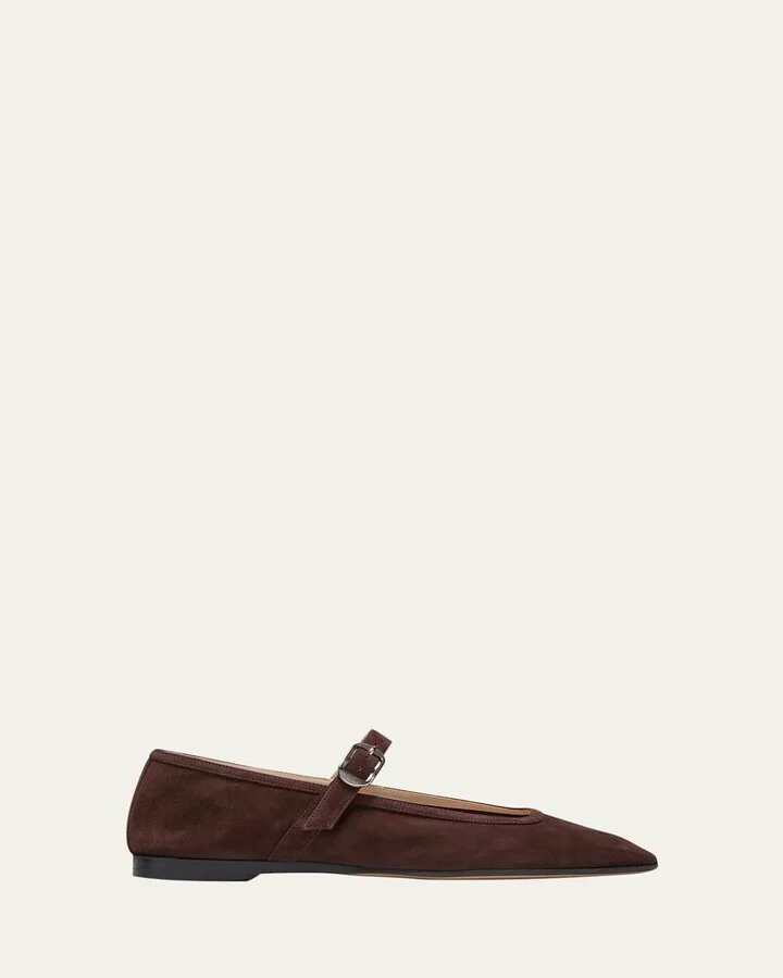 Suede Mary Jane Ballerina Flats