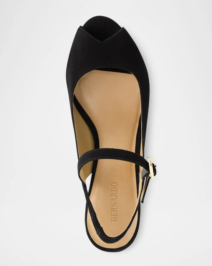 Suede Mary Jane Peep Slingback Pumps - Image 6