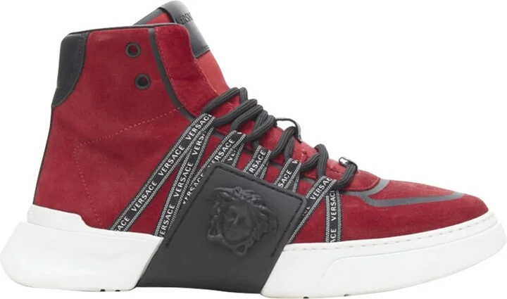 suede Medusa emblem ribbon high top sneakers