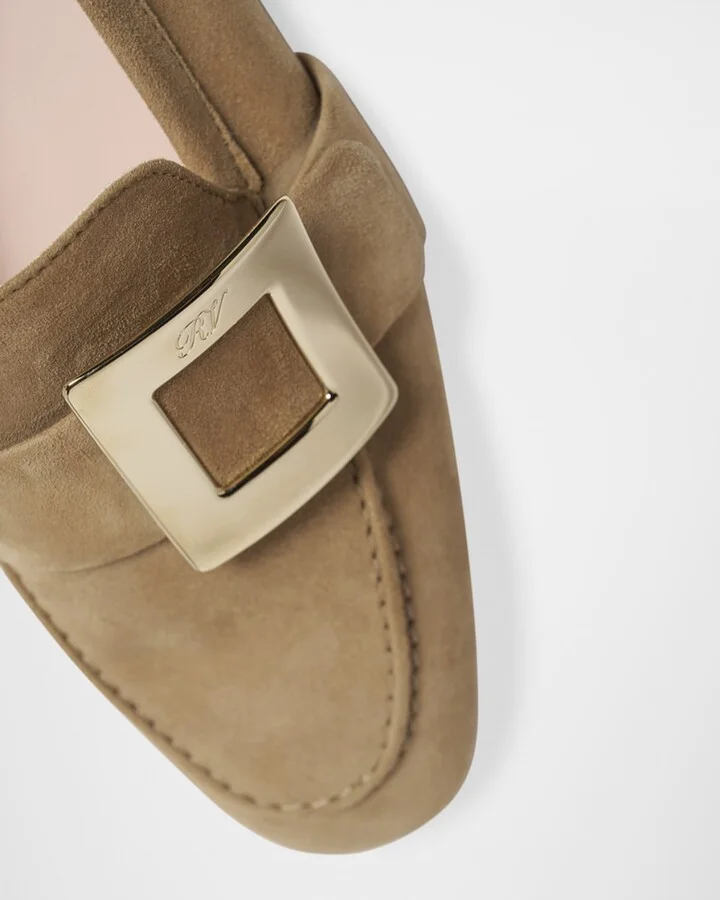 Suede Metal Buckle Loafers - Image 3