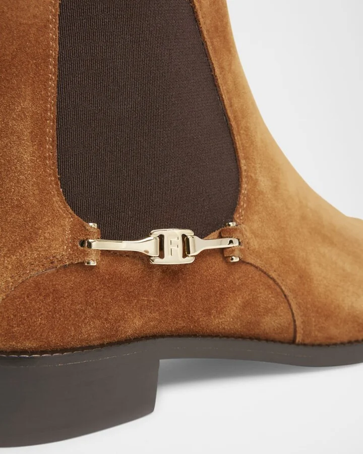 Suede Metal-Strap Chelsea Booties - Image 2