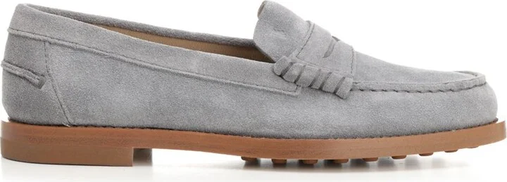 Suede Moccasins Lace-Up Shoes Grey