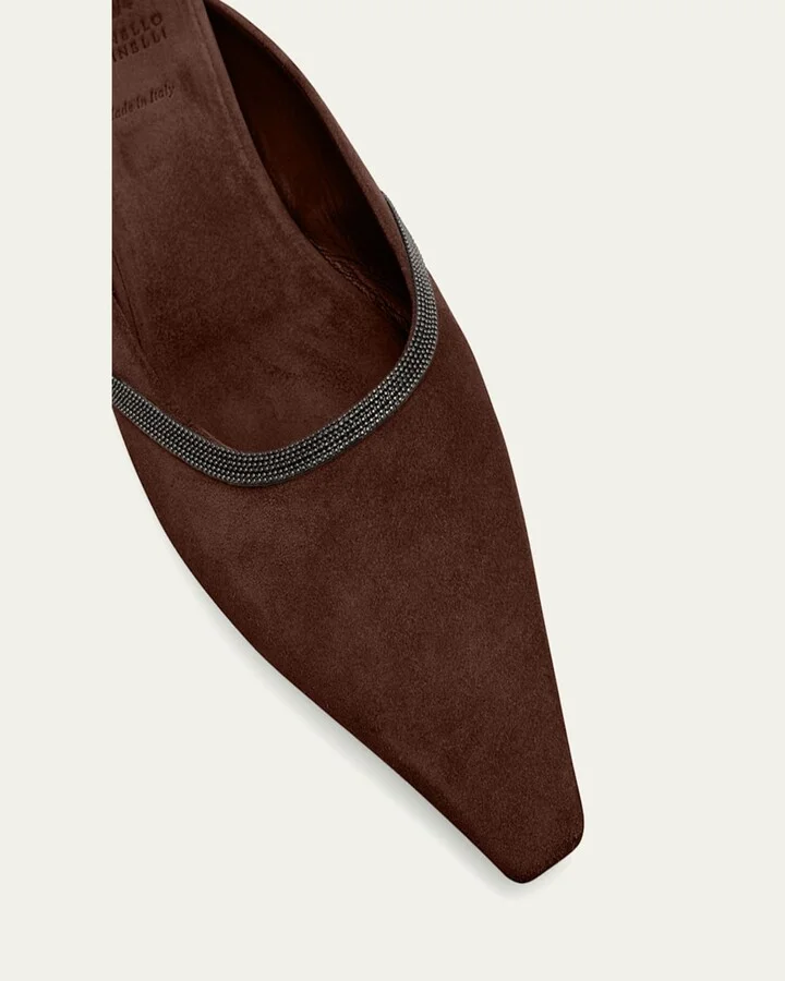 Suede Monili Ballerina Mules - Image 2