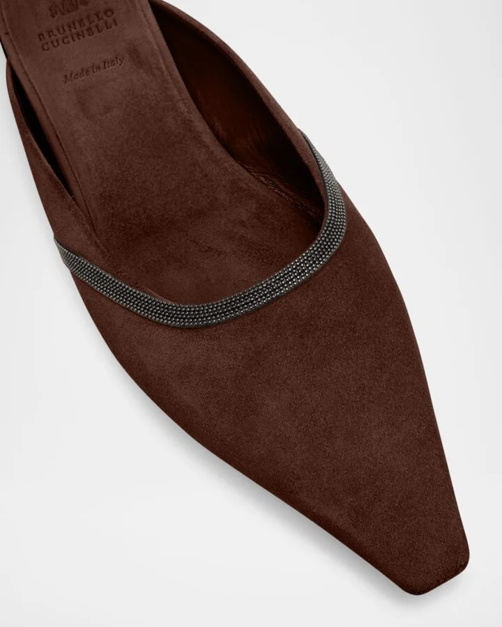 Suede Monili Ballerina Mules - Image 3