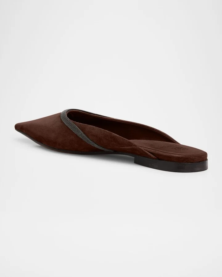 Suede Monili Ballerina Mules - Image 8