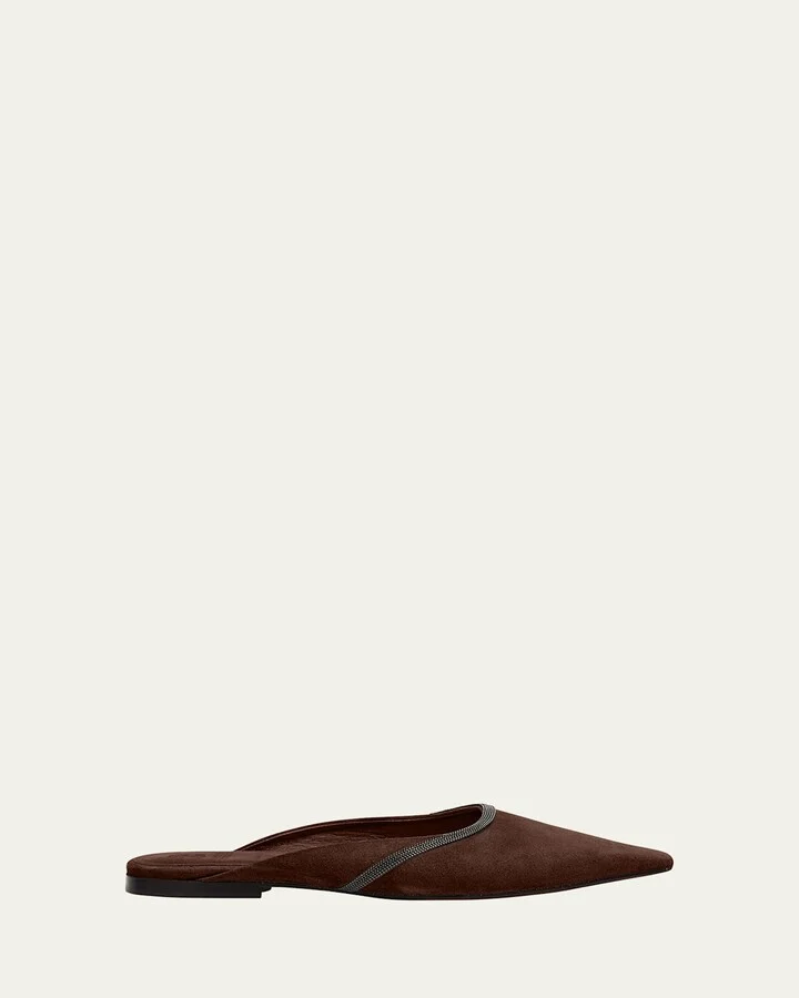 Suede Monili Ballerina Mules