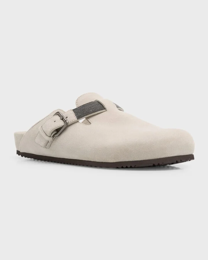 Suede Monili Buckle Mules - Image 4