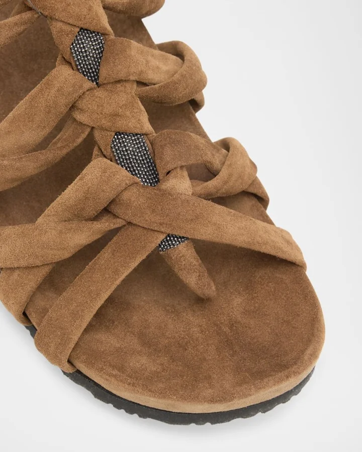 Suede Monili Gladiator Sandals - Image 2