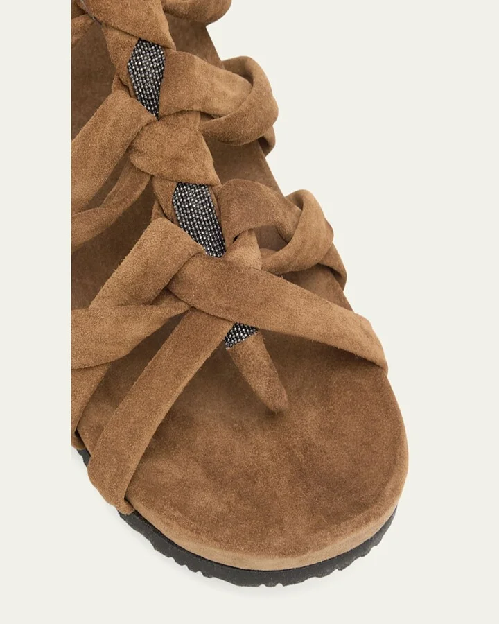 Suede Monili Gladiator Sandals - Image 2