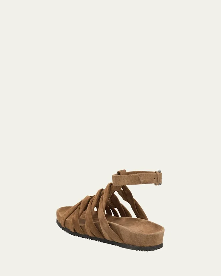 Suede Monili Gladiator Sandals - Image 4