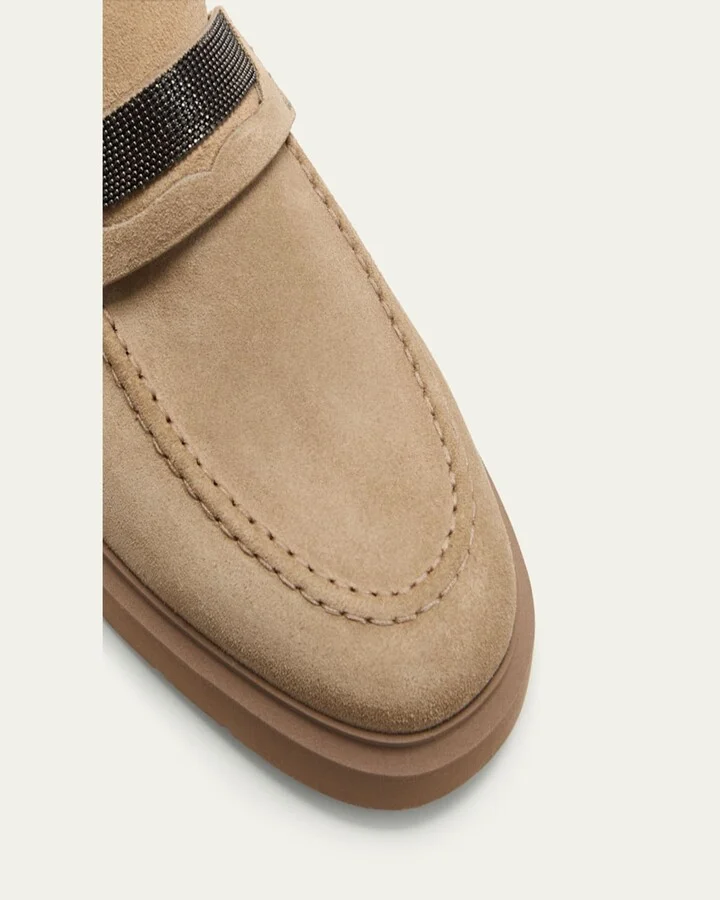 Suede Monili Penny Loafers - Image 2