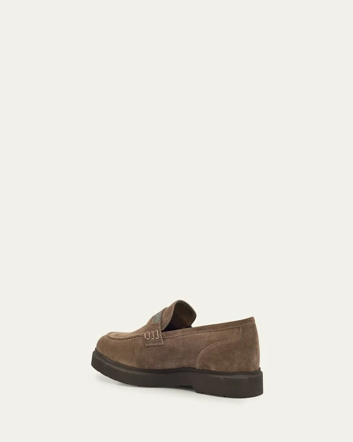 Suede Monili Penny Loafers - Image 3