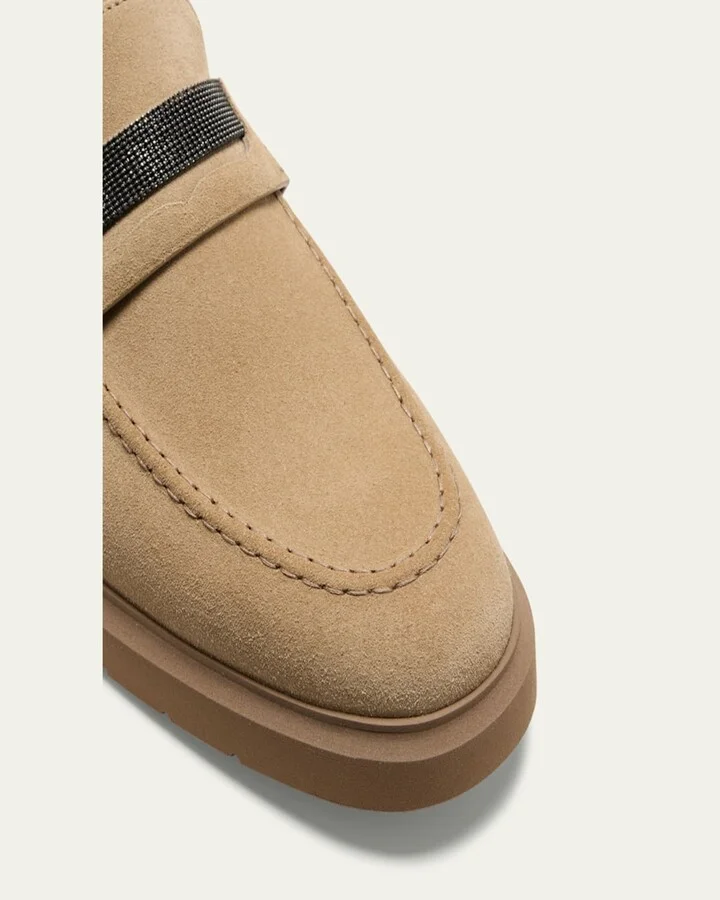 Suede Monili Penny Loafers - Image 5