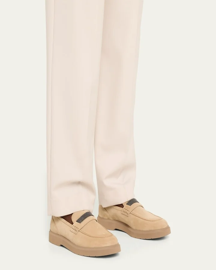 Suede Monili Penny Loafers - Image 7