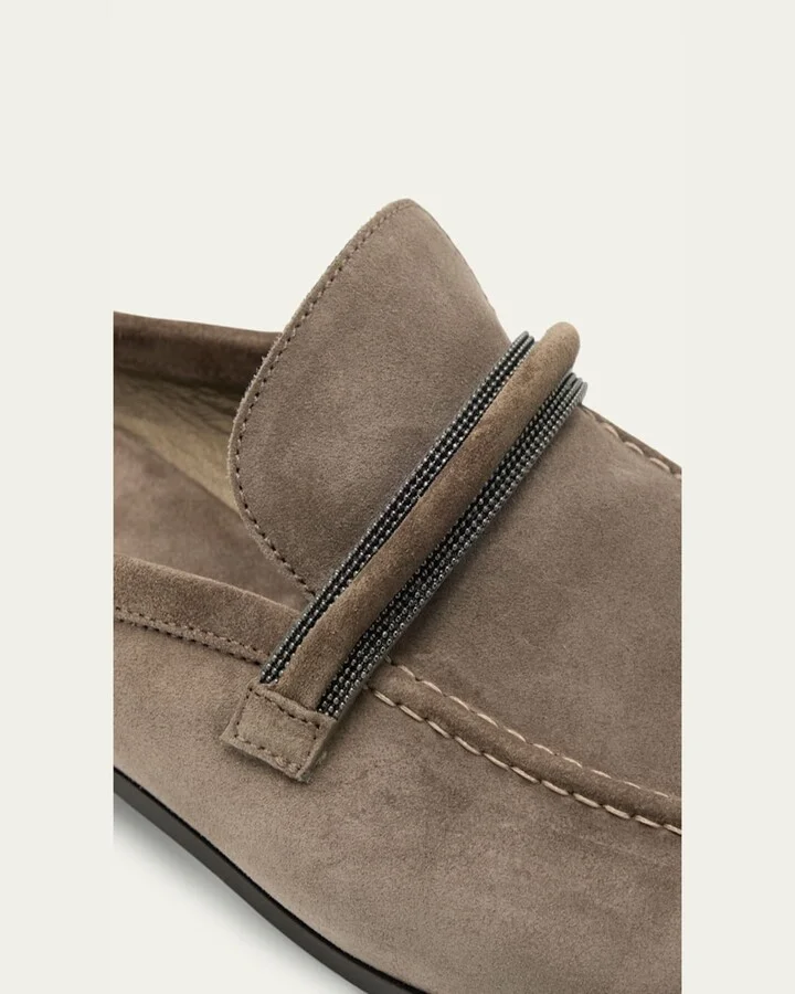 Suede Monili Strap Loafer Mules - Image 6