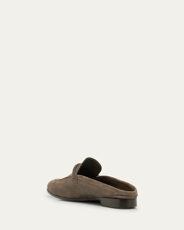 Suede Monili Strap Loafer Mules - Image 9