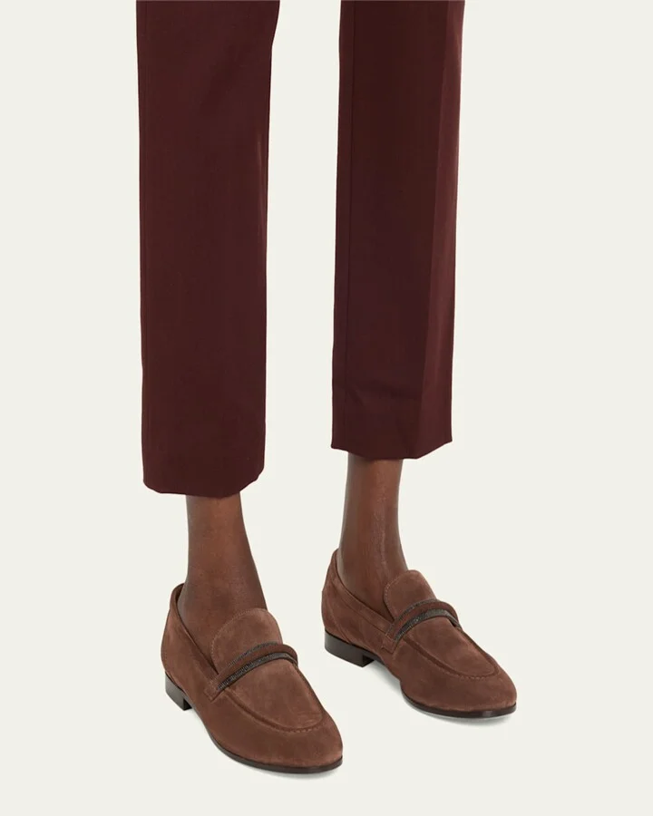 Suede Monili Strap Slip-On Loafers - Image 7