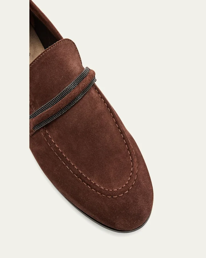 Suede Monili Strap Slip-On Loafers - Image 9