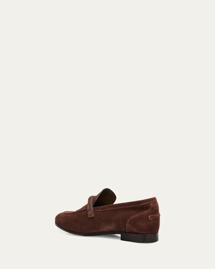Suede Monili Strap Slip-On Loafers - Image 10