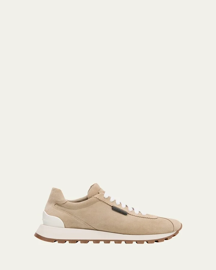 Suede Monili-Tab Runner Sneakers