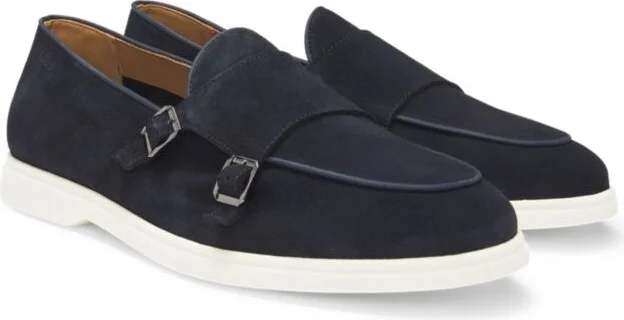 Suede monk shoe with contrast outsole