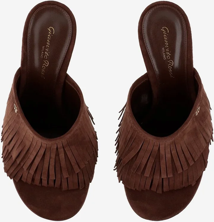 Suede Mules With Bangs - Image 2