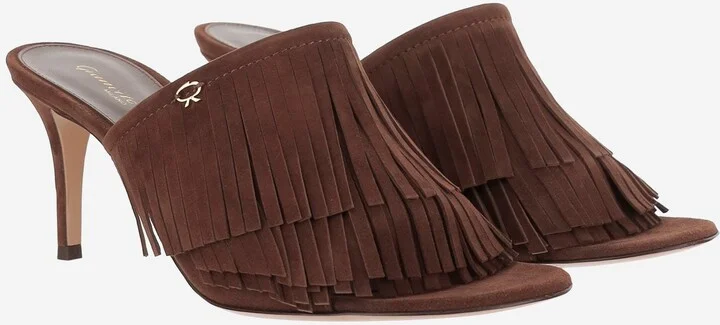 Suede Mules With Bangs - Image 3