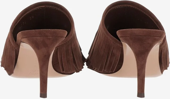 Suede Mules With Bangs - Image 4