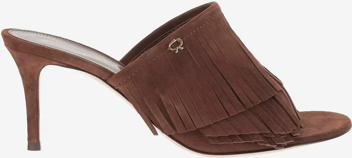 Suede Mules With Bangs